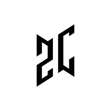 ZC Monogram geometrik şekil şablonu. Monogram ilk tasarım vektörü beyaz arkaplanda izole edildi