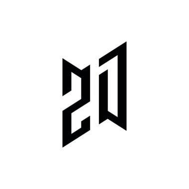 ZD monogram geometrik şekil şablonu. Monogram ilk tasarım vektörü beyaz arkaplanda izole edildi