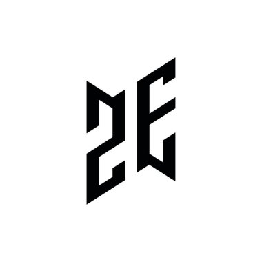 ZE Monogram geometrik şekil şablonu. Monogram ilk tasarım vektörü beyaz arkaplanda izole edildi
