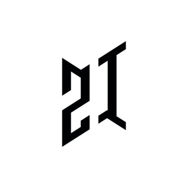 ZI Monogram geometrik şekil şablonu. Monogram ilk tasarım vektörü beyaz arkaplanda izole edildi