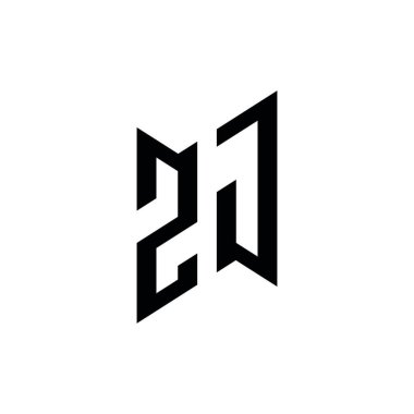 ZJ Monogram geometrik şekil şablonu. Monogram ilk tasarım vektörü beyaz arkaplanda izole edildi