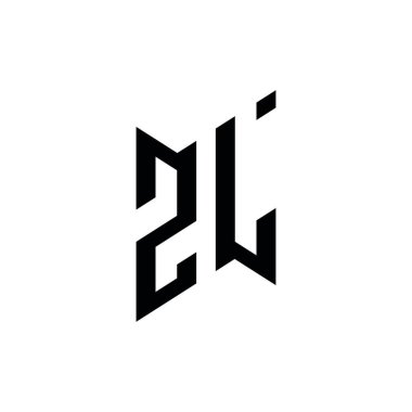 ZL Monogram geometrik şekil şablonu. Monogram ilk tasarım vektörü beyaz arkaplanda izole edildi