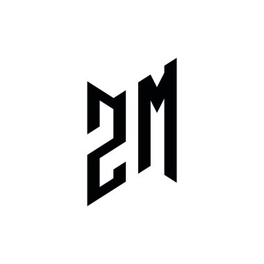 ZM Monogram geometrik şekil şablonu. Monogram ilk tasarım vektörü beyaz arkaplanda izole edildi