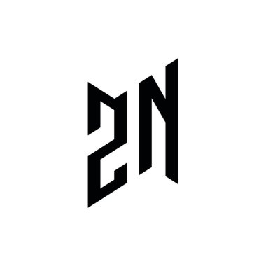 ZN Monogram geometrik şekil şablonu. Monogram ilk tasarım vektörü beyaz arkaplanda izole edildi