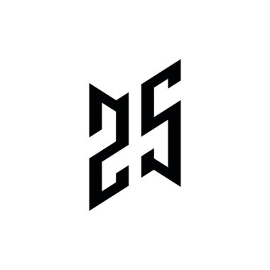 ZS Monogram geometrik biçim şablonu. Monogram ilk tasarım vektörü beyaz arkaplanda izole edildi