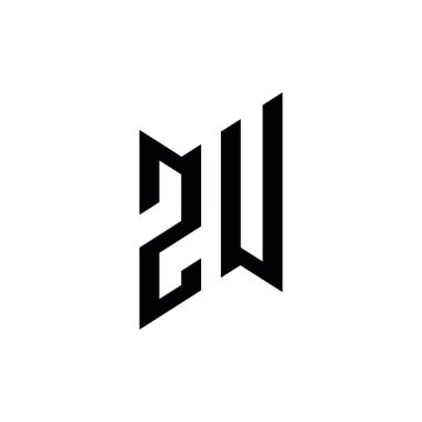 ZU Monogram geometrik şekil şablonu. Monogram ilk tasarım vektörü beyaz arkaplanda izole edildi