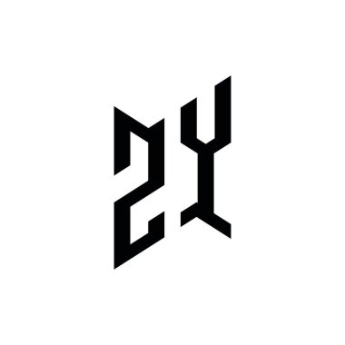 ZY Monogram geometrik şekil şablonu. Monogram ilk tasarım vektörü beyaz arkaplanda izole edildi