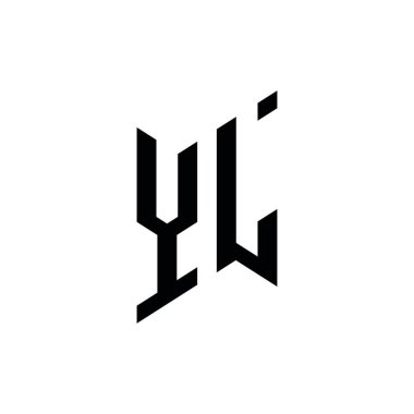 YL Monogram geometrik biçim şablonu. Monogram ilk tasarım vektörü beyaz arkaplanda izole edildi