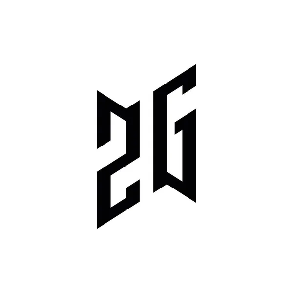 Zg单字几何形状模板 在白色背景上分离的初始设计矢量 — 图库矢量图片