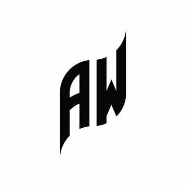 AW Monogram geometrik şekil şablonu. Monogram ilk tasarım vektörü beyaz arkaplanda izole edildi