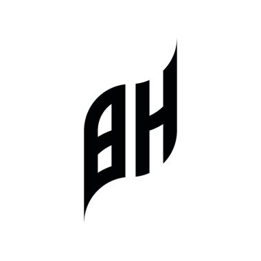 BH Monogram geometrik şekil şablonu. Monogram ilk tasarım vektörü beyaz arkaplanda izole edildi