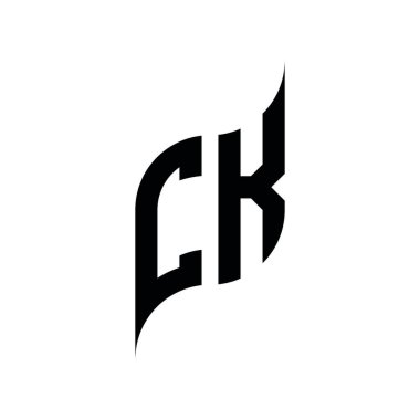 CK Monogram geometrik biçim şablonu. Monogram ilk tasarım vektörü beyaz arkaplanda izole edildi