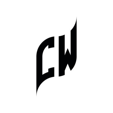 CW Monogram geometrik şekil şablonu. Monogram ilk tasarım vektörü beyaz arkaplanda izole edildi