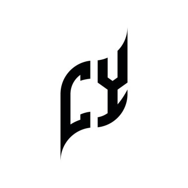 CY Monogram geometrik şekil şablonu. Monogram ilk tasarım vektörü beyaz arkaplanda izole edildi