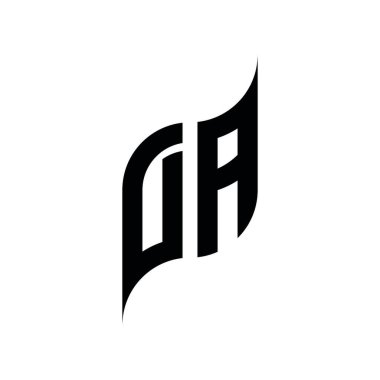 DA Monogram geometrik biçim şablonu. Monogram ilk tasarım vektörü beyaz arkaplanda izole edildi