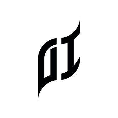 DI Monogram geometrik şekil şablonu. Monogram ilk tasarım vektörü beyaz arkaplanda izole edildi