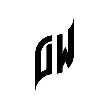 DW Monogram geometrik şekil şablonu. Monogram ilk tasarım vektörü beyaz arkaplanda izole edildi