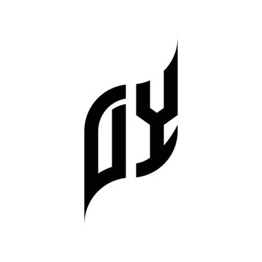 DY Monogram geometrik şekil şablonu. Monogram ilk tasarım vektörü beyaz arkaplanda izole edildi
