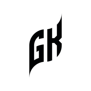 GK Monogram geometrik biçim şablonu. Monogram ilk tasarım vektörü beyaz arkaplanda izole edildi