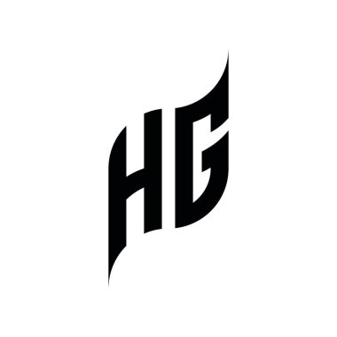 HG Monogram geometrik şekil şablonu. Monogram ilk tasarım vektörü beyaz arkaplanda izole edildi