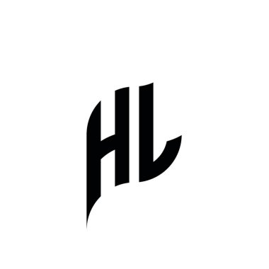 HL Monogram geometrik şekil şablonu. Monogram ilk tasarım vektörü beyaz arkaplanda izole edildi