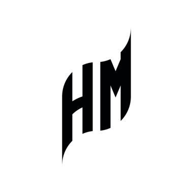 HM monogram geometrik şekil şablonu. Monogram ilk tasarım vektörü beyaz arkaplanda izole edildi