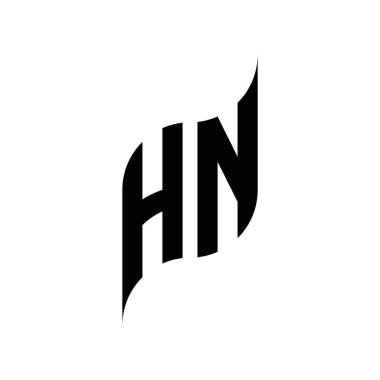 HN Monogram geometrik şekil şablonu. Monogram ilk tasarım vektörü beyaz arkaplanda izole edildi