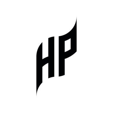 HP Monogram geometrik şekil şablonu. Monogram ilk tasarım vektörü beyaz arkaplanda izole edildi