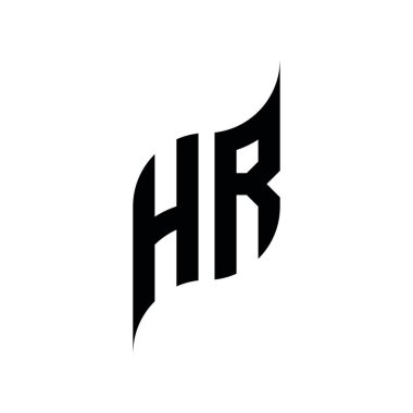 HR Monogram geometrik biçim şablonu. Monogram ilk tasarım vektörü beyaz arkaplanda izole edildi