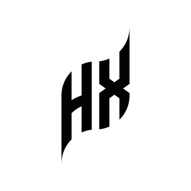 HX Monogram geometrik şekil şablonu. Monogram ilk tasarım vektörü beyaz arkaplanda izole edildi