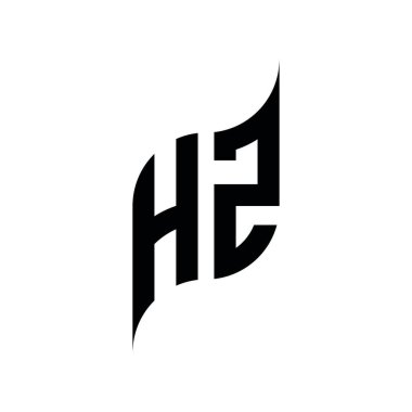 HZ Monogram geometrik şekil şablonu. Monogram ilk tasarım vektörü beyaz arkaplanda izole edildi