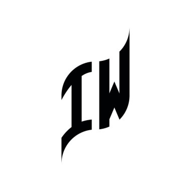 IW Monogram geometrik şekil şablonu. Monogram ilk tasarım vektörü beyaz arkaplanda izole edildi