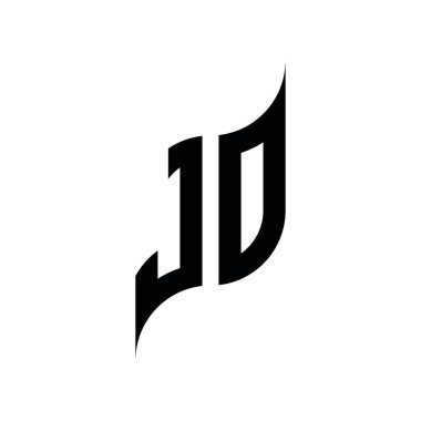 JO Monogram geometrik şekil şablonu. Monogram ilk tasarım vektörü beyaz arkaplanda izole edildi