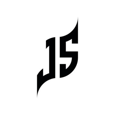 JS Monogram geometrik şekil şablonu. Monogram ilk tasarım vektörü beyaz arkaplanda izole edildi
