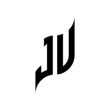 JU Monogram geometrik şekil şablonu. Monogram ilk tasarım vektörü beyaz arkaplanda izole edildi