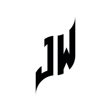 JW Monogram geometrik şekil şablonu. Monogram ilk tasarım vektörü beyaz arkaplanda izole edildi
