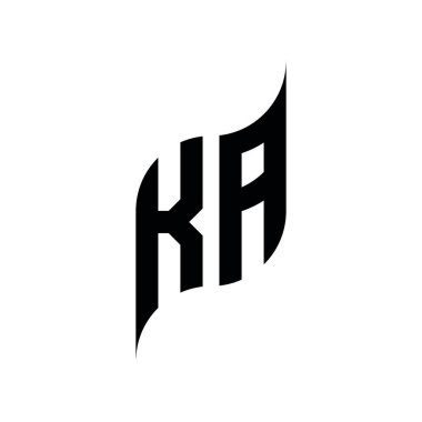 KA Monogram geometrik biçim şablonu. Monogram ilk tasarım vektörü beyaz arkaplanda izole edildi