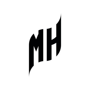 MH Monogram geometrik biçim şablonu. Monogram ilk tasarım vektörü beyaz arkaplanda izole edildi