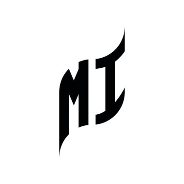 MI Monogram geometrik şekil şablonu. Monogram ilk tasarım vektörü beyaz arkaplanda izole edildi
