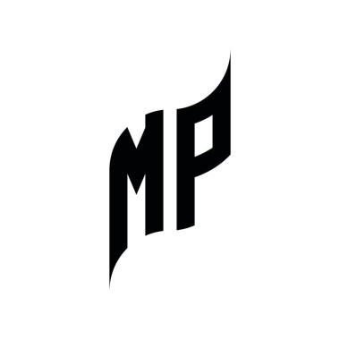 MP Monogram geometrik biçim şablonu. Monogram ilk tasarım vektörü beyaz arkaplanda izole edildi