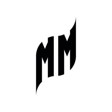 MM monogram geometrik şekil şablonu. Monogram ilk tasarım vektörü beyaz arkaplanda izole edildi