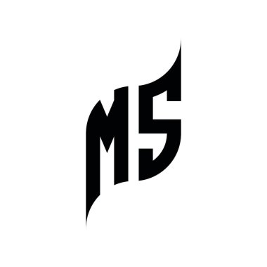 MS Monogram geometrik biçim şablonu. Monogram ilk tasarım vektörü beyaz arkaplanda izole edildi