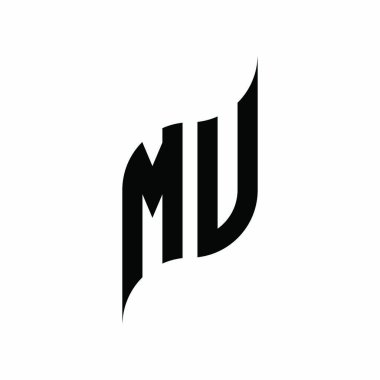 MU Monogram geometrik şekil şablonu. Monogram ilk tasarım vektörü beyaz arkaplanda izole edildi