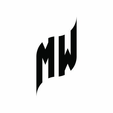 MW Monogram geometrik şekil şablonu. Monogram ilk tasarım vektörü beyaz arkaplanda izole edildi
