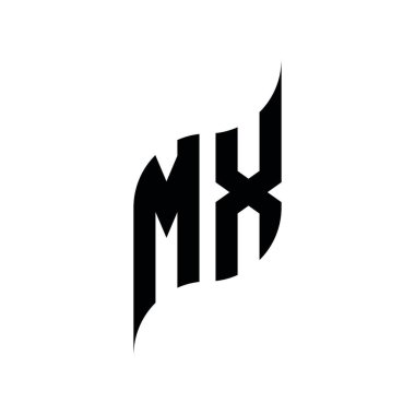 MX Monogram geometrik şekil şablonu. Monogram ilk tasarım vektörü beyaz arkaplanda izole edildi