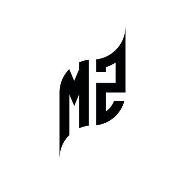 MZ Monogram geometrik şekil şablonu. Monogram ilk tasarım vektörü beyaz arkaplanda izole edildi