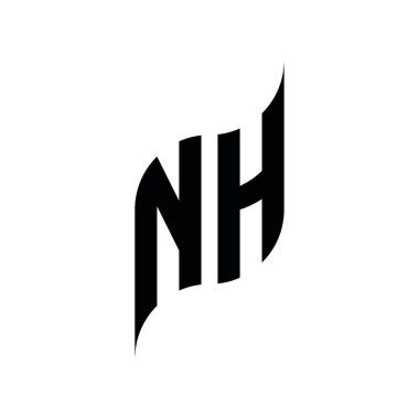 NH Monogram geometrik biçim şablonu. Monogram ilk tasarım vektörü beyaz arkaplanda izole edildi