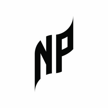 NP Monogram geometrik şekil şablonu. Monogram ilk tasarım vektörü beyaz arkaplanda izole edildi