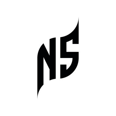 NS Monogram geometrik biçim şablonu. Monogram ilk tasarım vektörü beyaz arkaplanda izole edildi