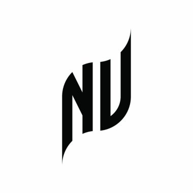 NU Monogram geometrik şekil şablonu. Monogram ilk tasarım vektörü beyaz arkaplanda izole edildi